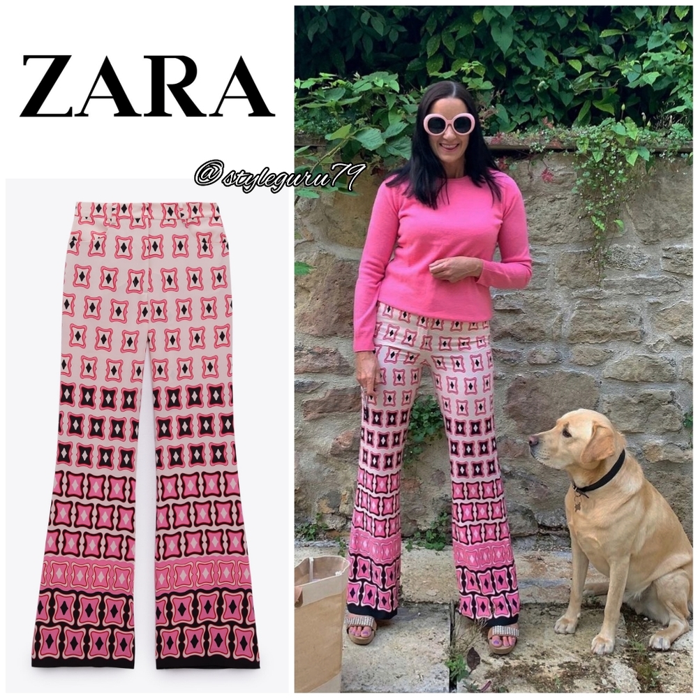 NWT, ZARA, High Waisted Printed Trousers - Picture 1 of 5